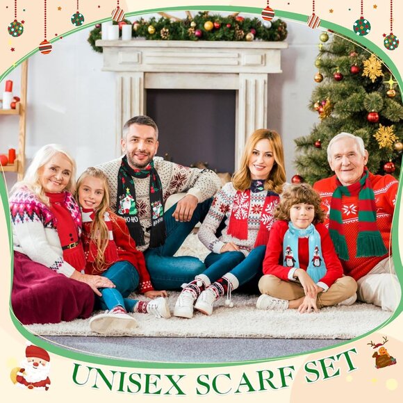 8 Pcs Knitted Winter Scarves Unisex Christmas Tassel Scarves for Men Women - Picture 7 of 7